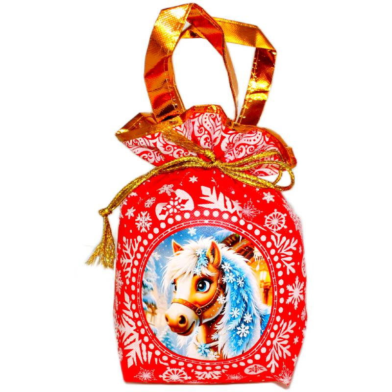 Детский новогодний подарок в мешочке весом 850 грамм